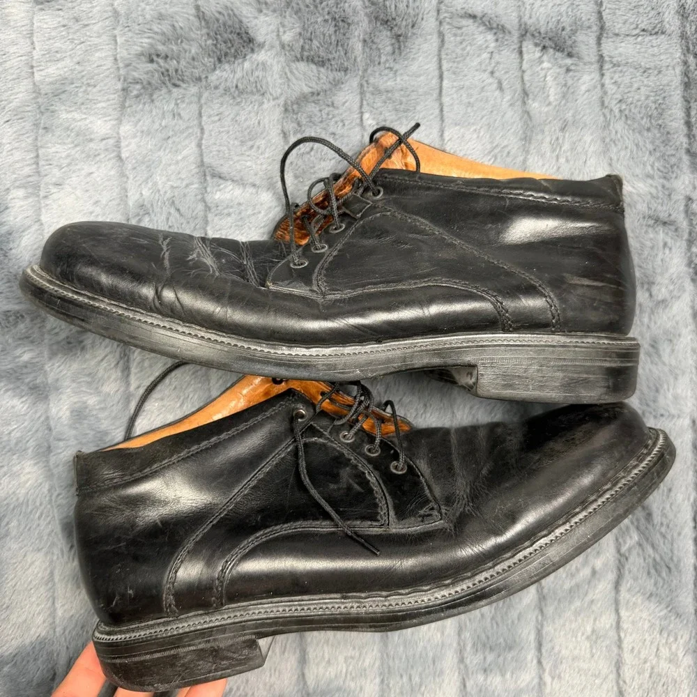Johnston & Murphy Chukka Boots Mens 11 Black Leather Made in Italy Lace Up 60712